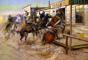 Indianer und Cowboy Werke - ohne Klopfen 1909 Charles Marion Russell Indiana Cowboy